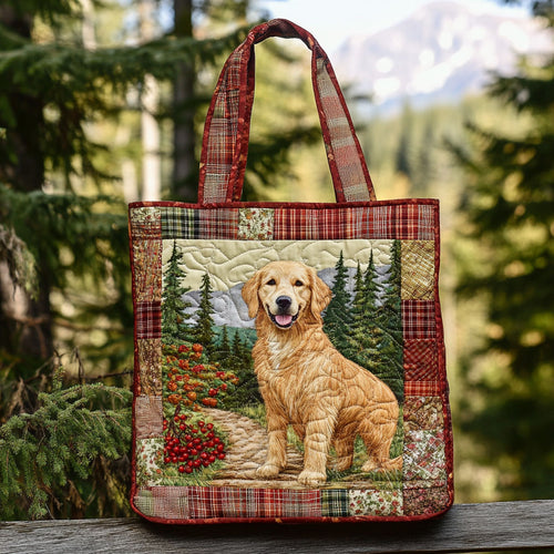 Golden Retriever Under the Tree WN0611060CL Quilted Tote Bag