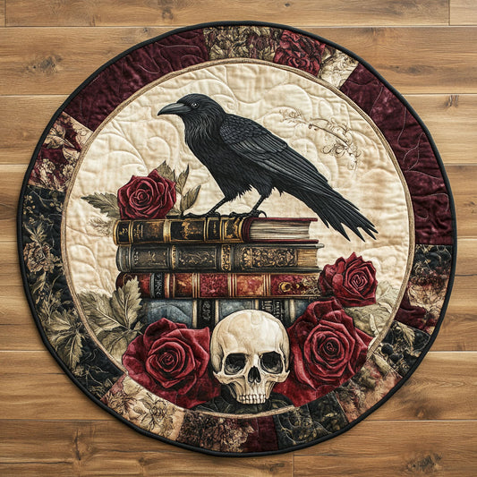 Raven Skull CW0901088CL Quilted Round Mat