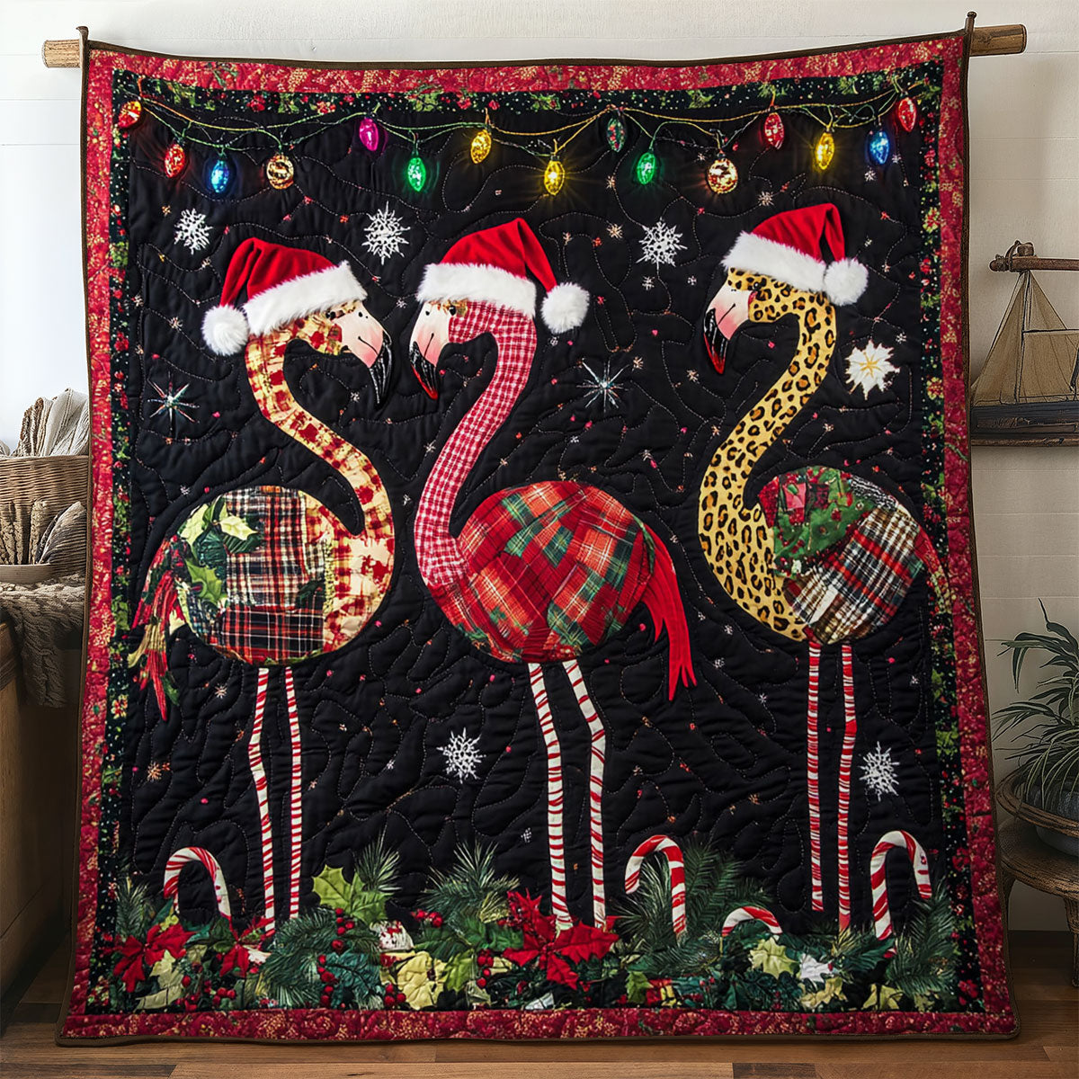 Flamingo Christmas Star WN1107016CL Quilt