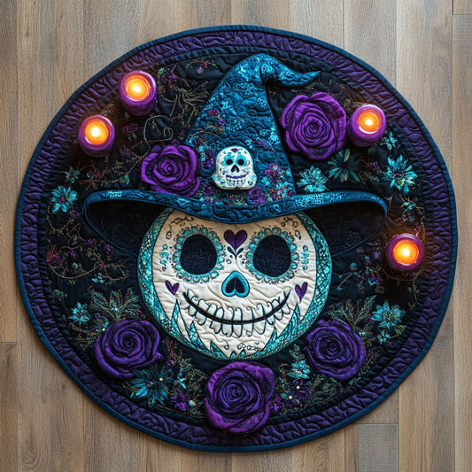 Dancing Pumpkin Skulls WN1108029CL Quilted Round Mat