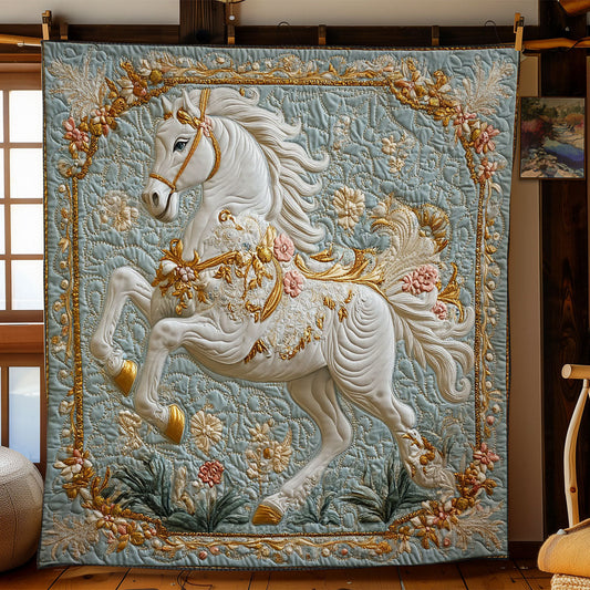 Beautiful White Horse WY1701022CL Quilt