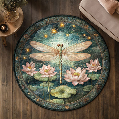 Lotus Dragonfly CW2708007CL Quilted Round Mat