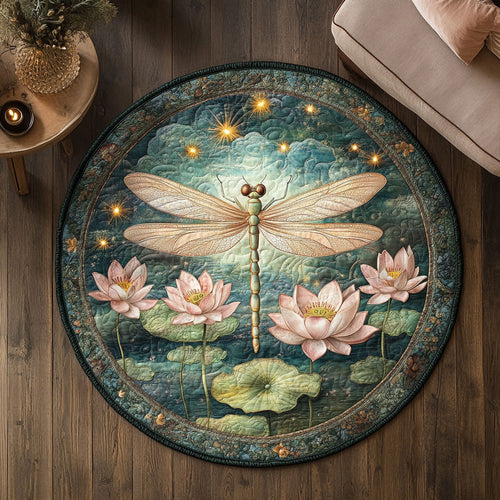Lotus Dragonfly CW2708007CL Quilted Round Mat
