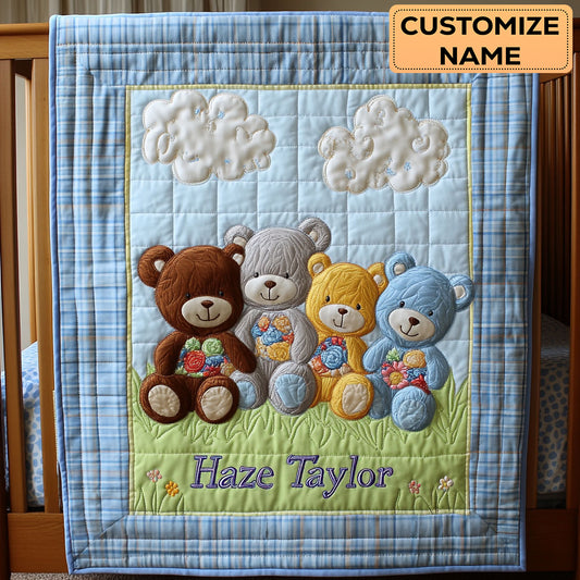 Cloudland Teddy Comfort WN2507009CL Personalized Baby Quilt