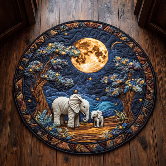 Elephant Night CM2705017CL Quilted Round Mat