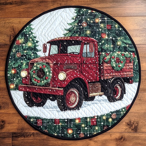 Rustic Red Truck WN1111074CL Quilted Round Mat