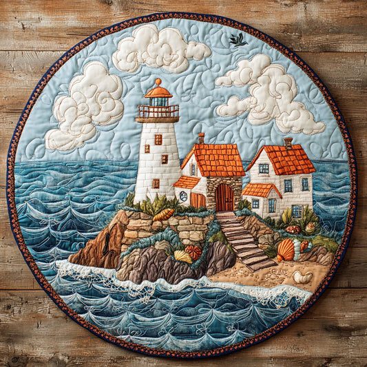 Gentle Lighthouse View WN0408029CL Quilted Round Mat