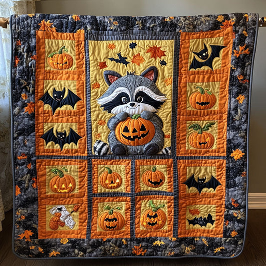 Pumpkin Bat And Raccoon WY2508057CL Quilt