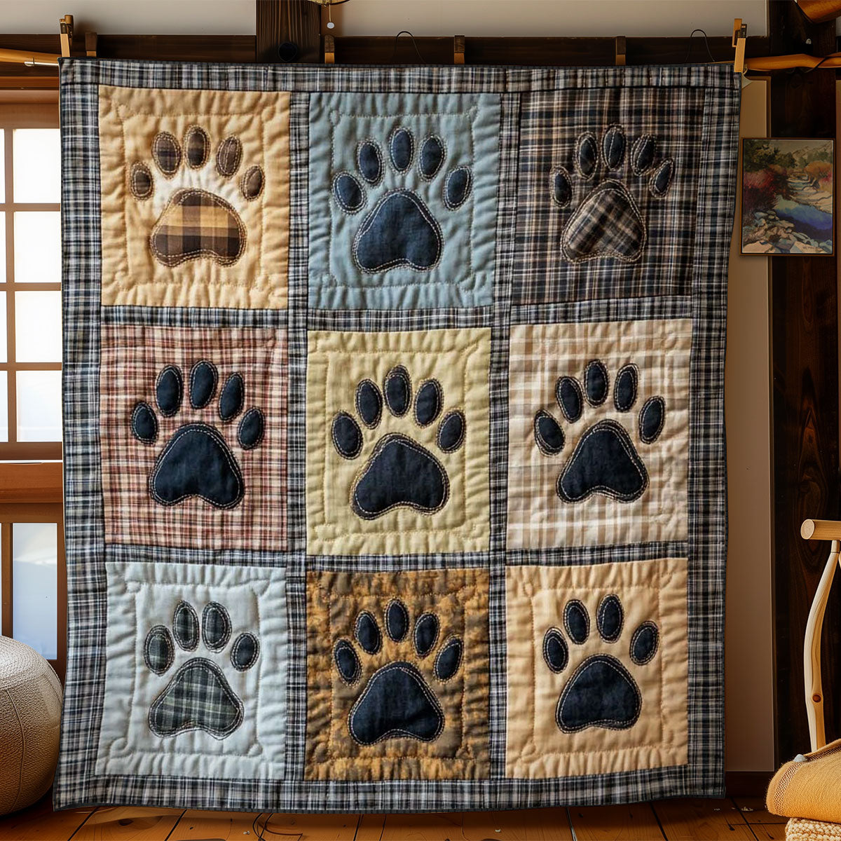Rustic Dog Paw WN0605023CL Quilt