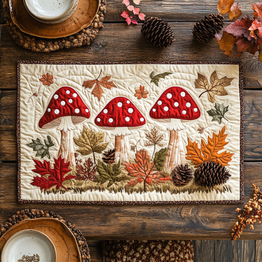 Mushroom Harvest Trail WX0307053CL Quilted Table Runner