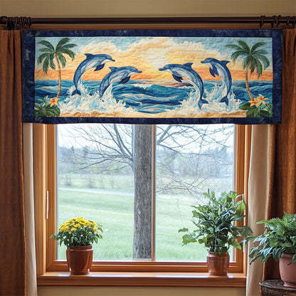 Dolphin Family In Sunset WY2305035CL Quilted Valance