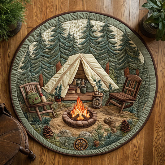 Forest Campfire Haven WY3006075CL Quilted Round Mat