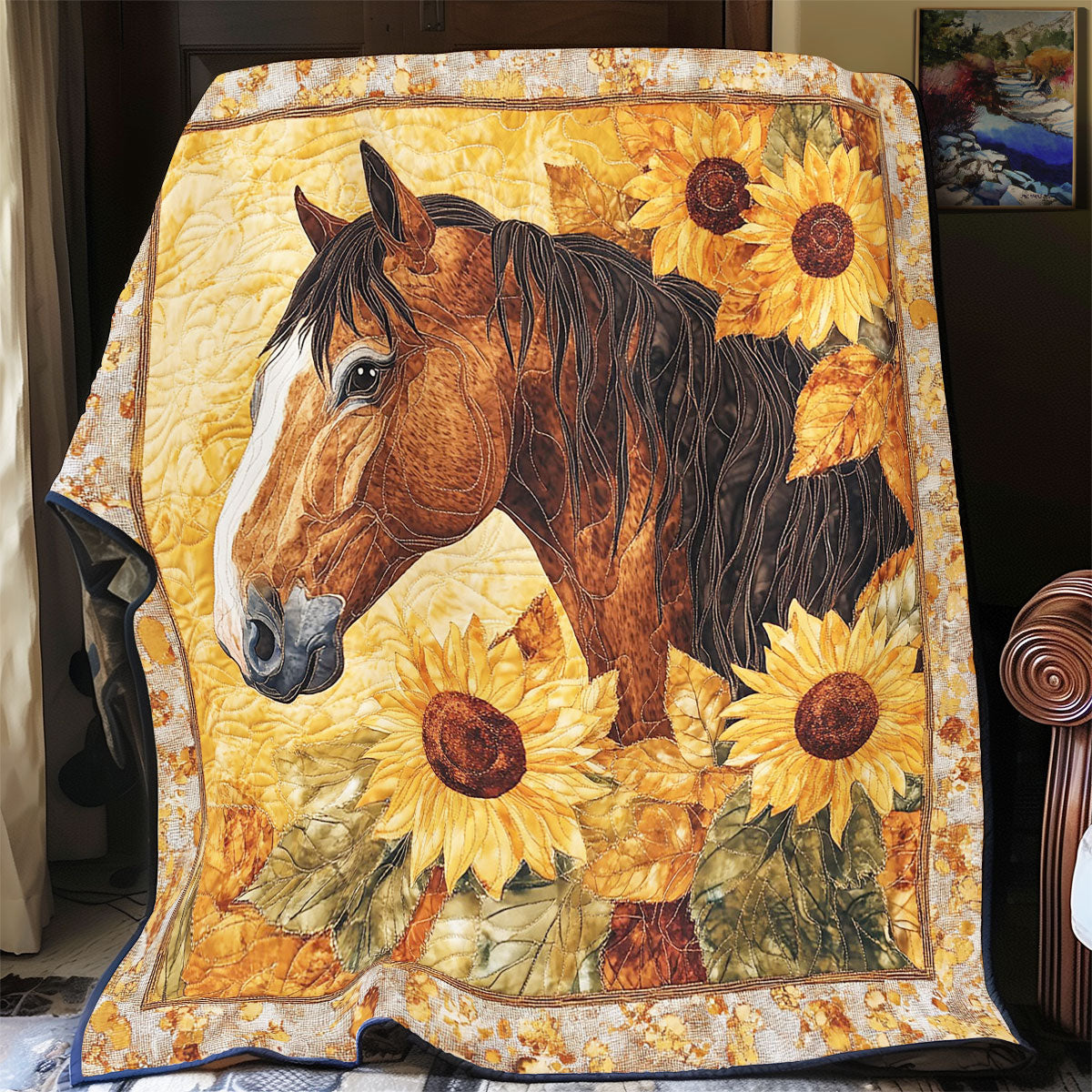 Horse And Sunflower Forest WY0602154CL Quilt