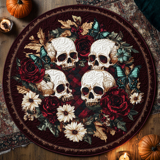 Butterfly Skull WN1308018CL Quilted Round Mat