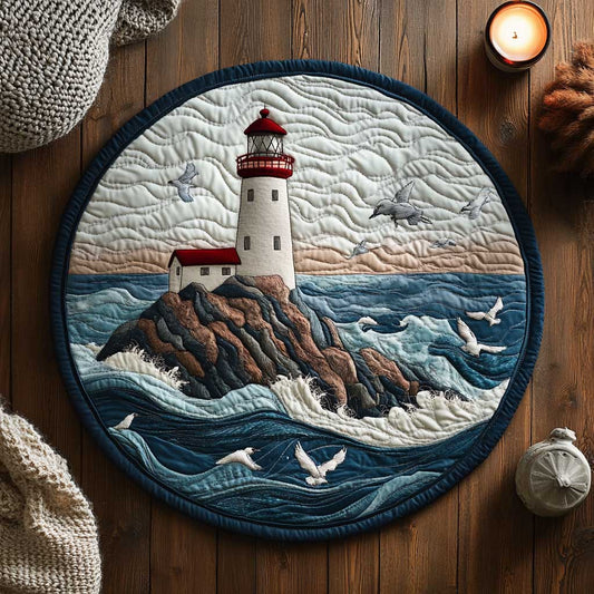 Waves and Lighthouse WN2403115CL Quilted Round Mat