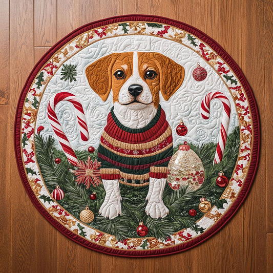 Beagle Candy Cane CW2108001CL Quilted Round Mat