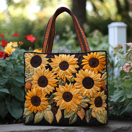 Golden Glow Sunflower CW2609008CL Quilted Tote Bag