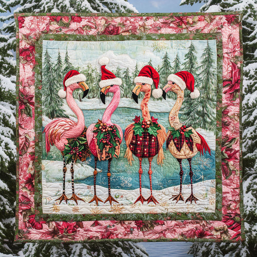 Christmas Flamingos WY2208105CL Quilt