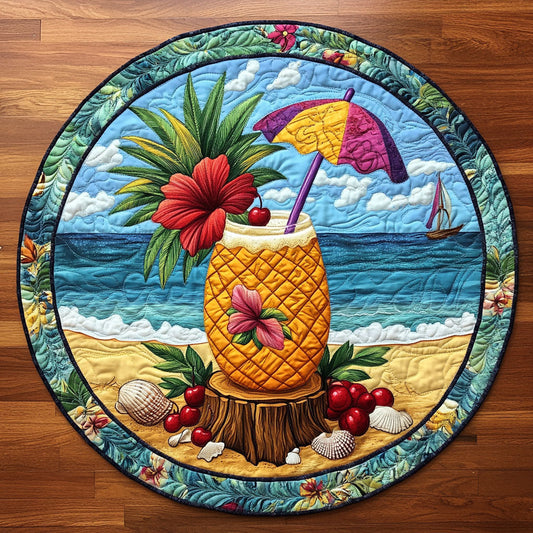 Tropical Pineapple WJ2304048CL Quilted Round Mat