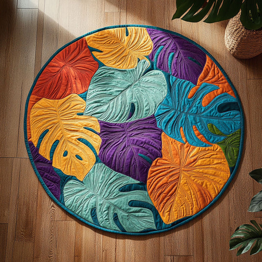 Colorfall Monstera WN0307061CL Quilted Round Mat