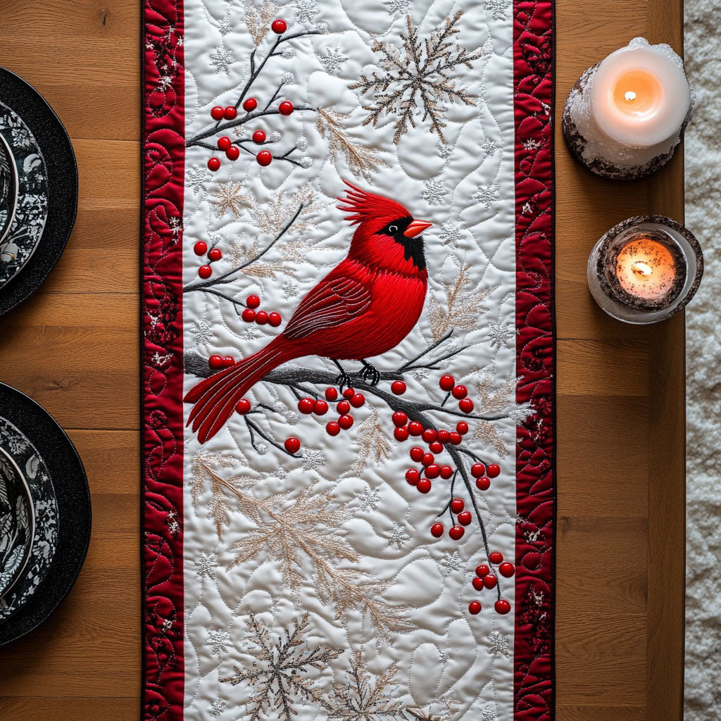 Winter Cardinal CW0807046CL Quilted Table Runner