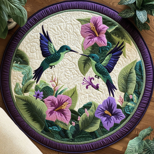 Hummingbird Flower WX2003131CL Quilted Round Mat