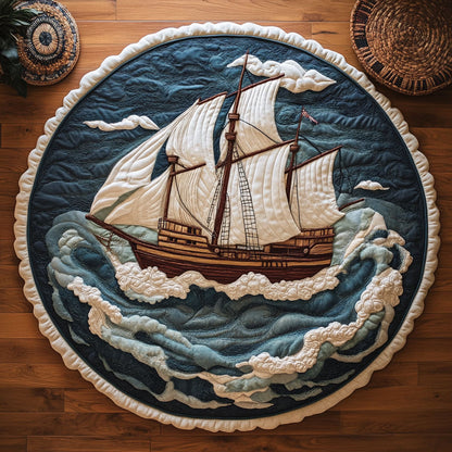 Sailboat In Wave WY2005036CL Quilted Round Mat