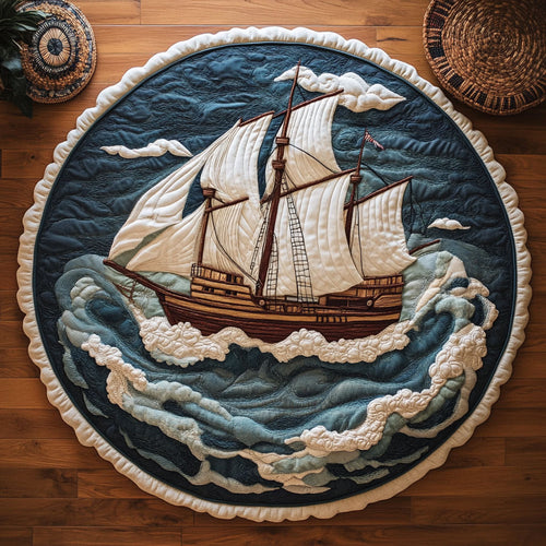 Sailboat In Wave WY2005036CL Quilted Round Mat