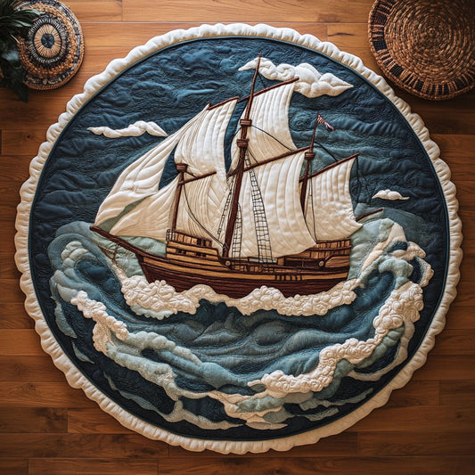 Sailboat In Wave WY2005036CL Quilted Round Mat