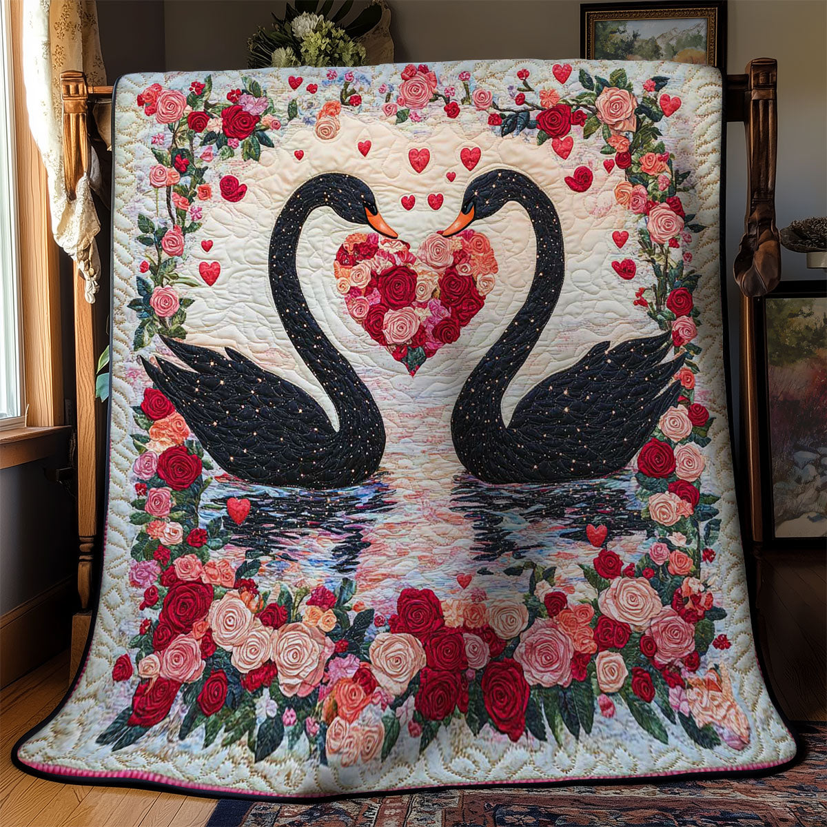 Eternal Love Black Swans WN0201021CL Quilt