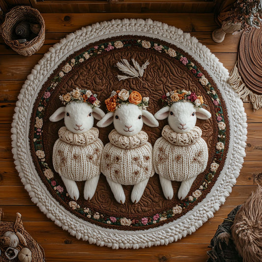 Three Little Lambs WY0107029CL Quilted Round Mat