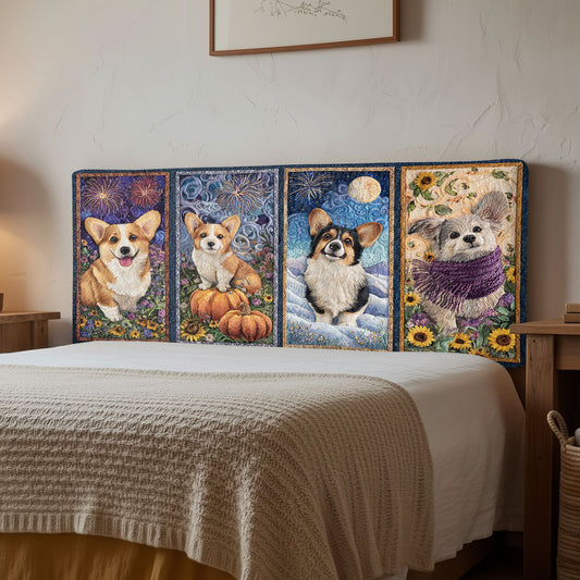 Corgi Season Charm CW0501007CL Quilted Headboard Slipcover