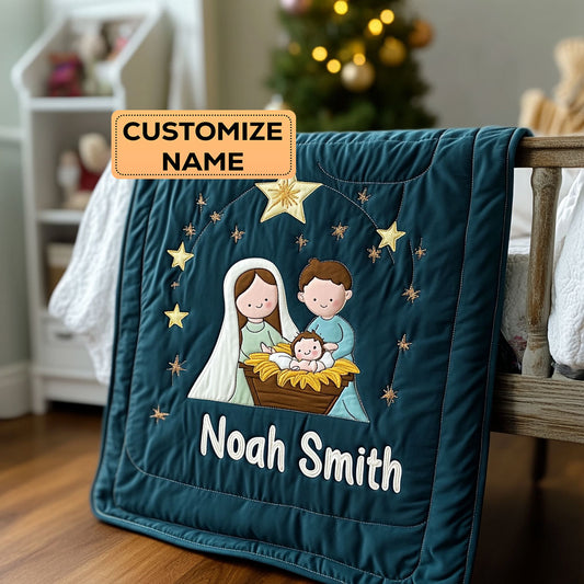 Born This Blessed WY2507008CL Personalized Baby Quilt