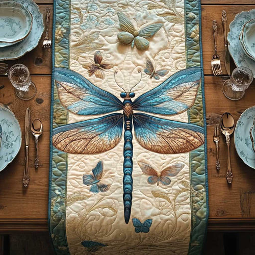 Azure Dragonfly Charm WN2001008CL Quilted Table Runner