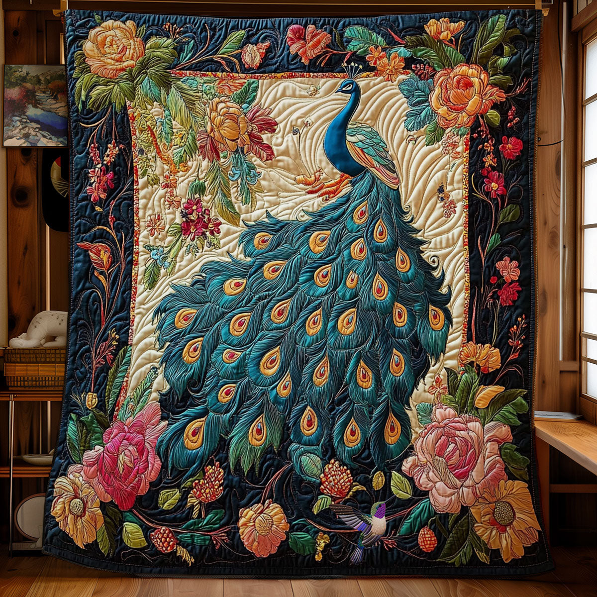 Flower Peacock WY2312028CL Quilt