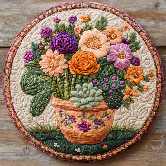 Cactus Quiltscape WN0505033CL Quilted Round Mat