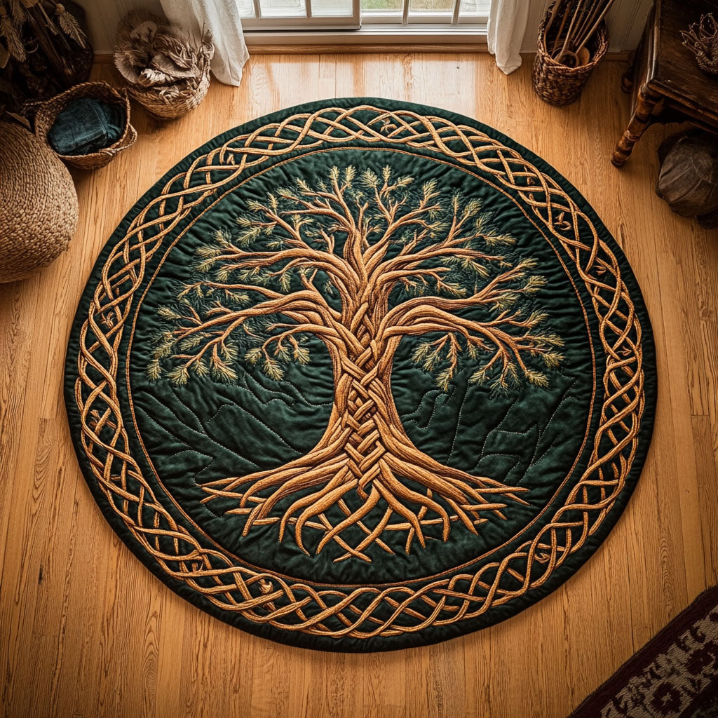 Old Celtic Tree WY1104048CL Quilted Round Mat