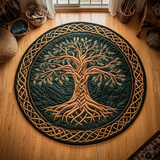Old Celtic Tree WY1104048CL Quilted Round Mat