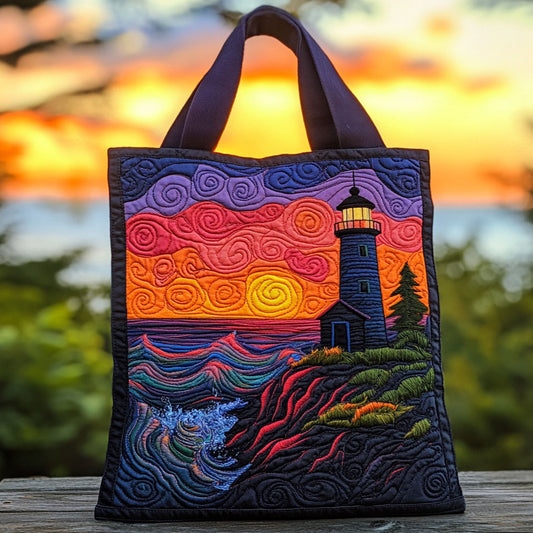 Sunset Glow Lighthouse WN3009054CL Quilted Tote Bag
