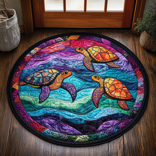 The Coastal Crawl CM2705023CL Quilted Round Mat