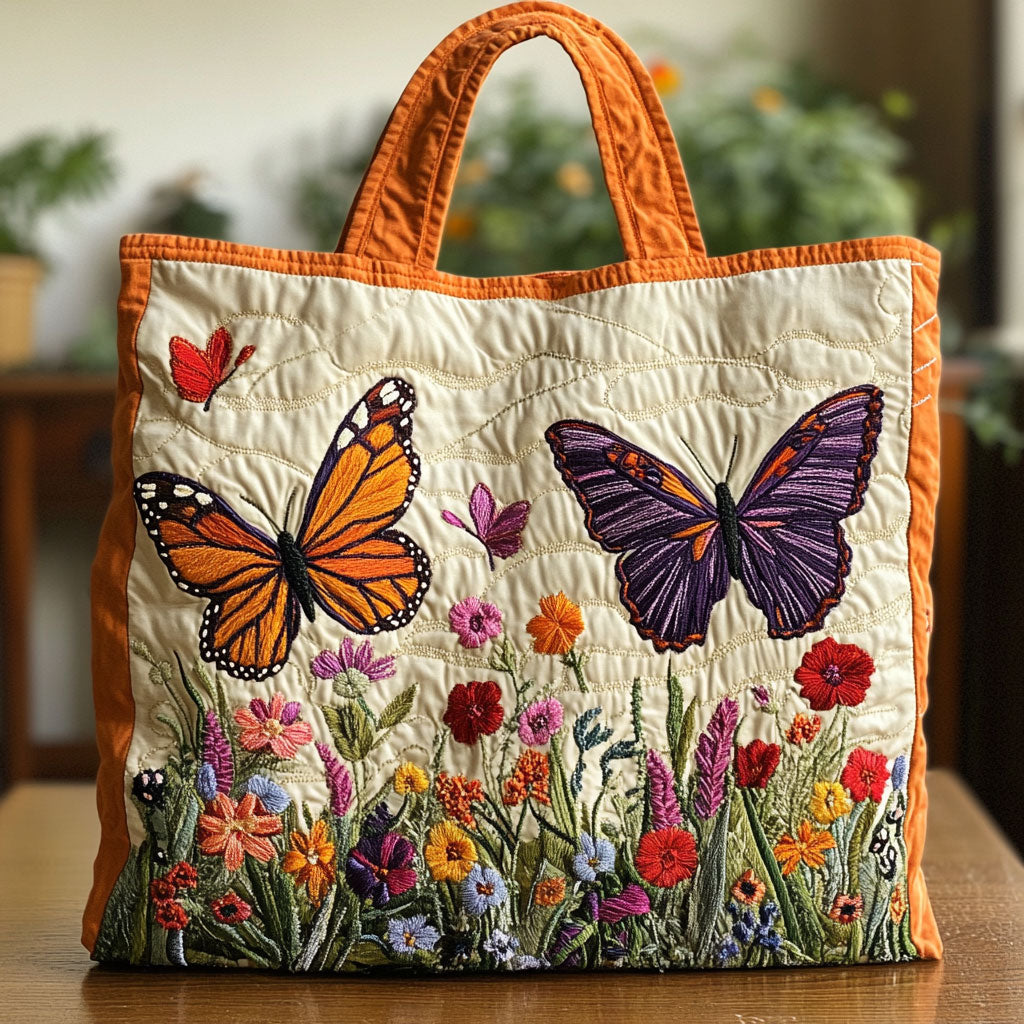 Flower Butterfly CW1501012CL Quilted Tote Bag