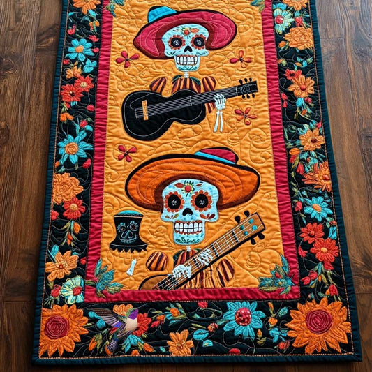 Fiesta Skull Guitar WN0111021CL Quilted Table Runner