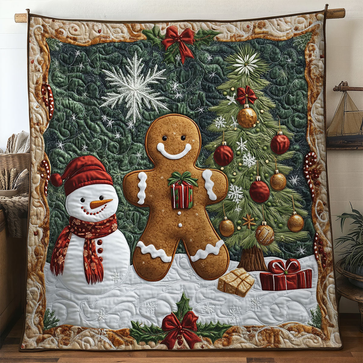Christmas Heart Gingerbread WN0411010CL Quilt
