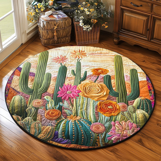 Blissful Cactus WP2003070CL Quilted Round Mat