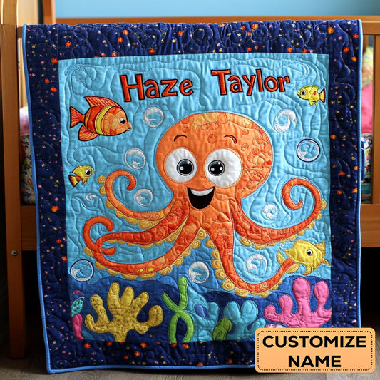 Happy Octopus WN2907058CL Personalized Baby Quilt