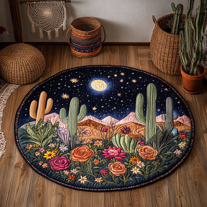 Moon Over Cactus Valley WY3006118CL Quilted Round Mat