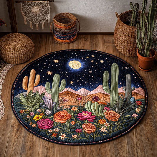 Moon Over Cactus Valley WY3006118CL Quilted Round Mat