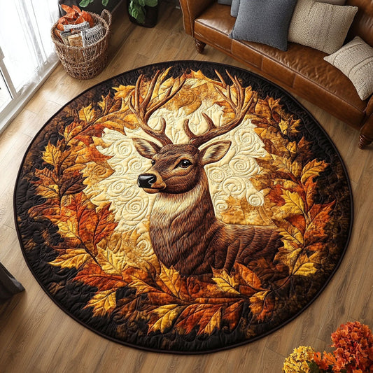 Golden Antlers WY1703081CL Quilted Round Mat