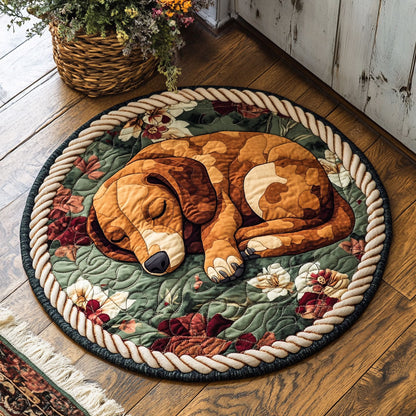 Dachshund Nap CP1007012CL Quilted Round Mat