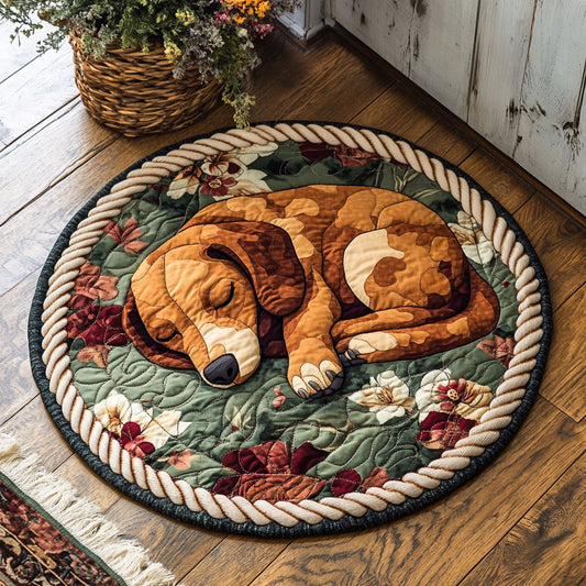 Dachshund Nap CP1007012CL Quilted Round Mat